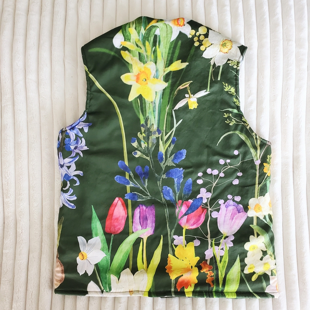 Floral Green Vest Wool And Cotton - Picture 9 of 9